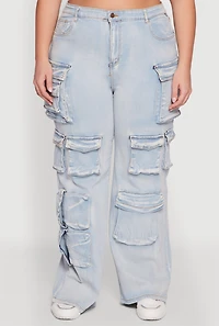 Womens Plus Size Straight Leg Utility Jeans, Blue, Size 3X