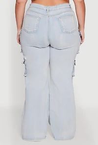 Womens Plus Size Straight Leg Utility Jeans, Blue, Size 3X