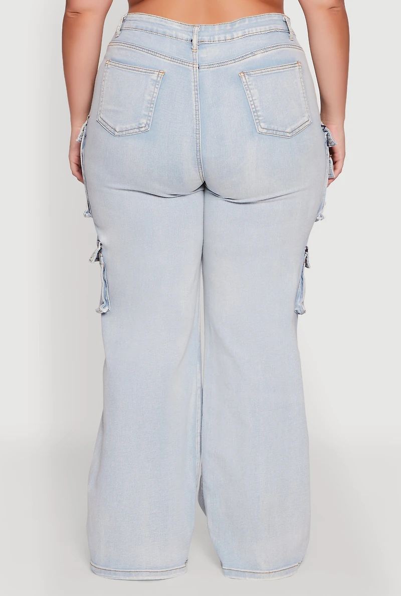 Womens Plus Size Straight Leg Utility Jeans, Blue, Size 1X