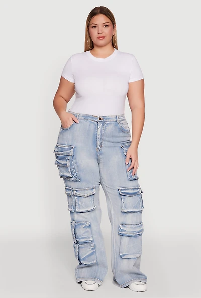 Womens Plus Straight Leg Utility Jeans,