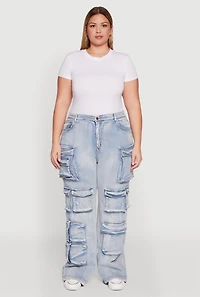Womens Plus Straight Leg Utility Jeans,