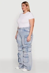 Womens Plus Straight Leg Utility Jeans,