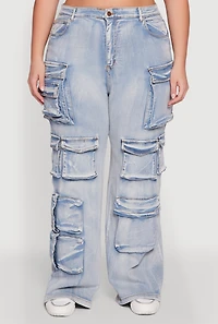 Womens Plus Straight Leg Utility Jeans,