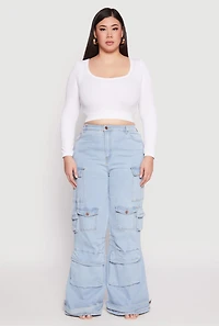 Plus Daisy Cargo Pocket Flare Jeans