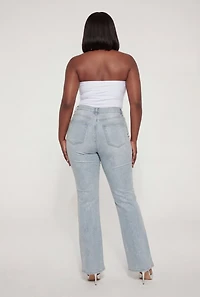 Plus High Waisted Rhinestone Flare Leg Jeans