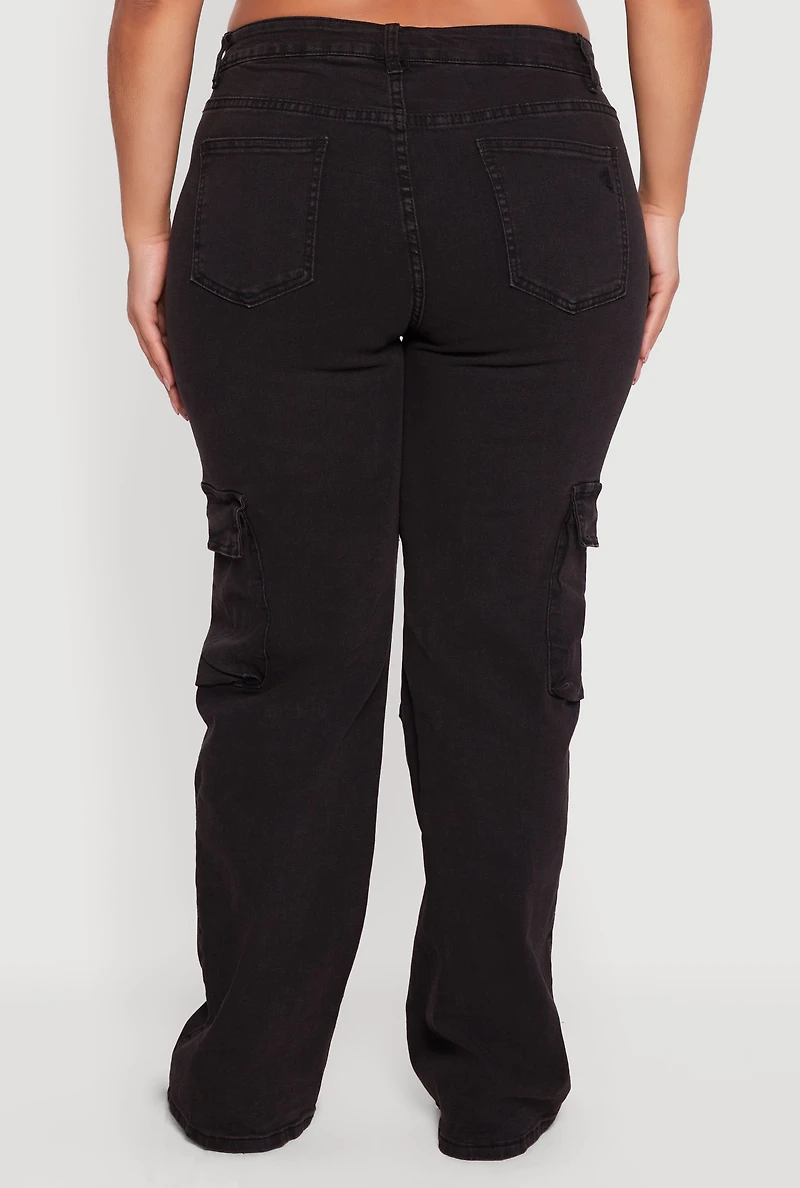 Plus VIP Solid Straight Leg Utility Jeans