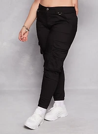 Womens Plus Size Double Cargo Pocket Joggers, Black, Size 19-20