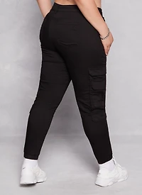 Womens Plus Size Double Cargo Pocket Joggers, Black, Size 19-20