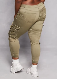 Womens Plus Double Cargo Pocket Joggers, Green,