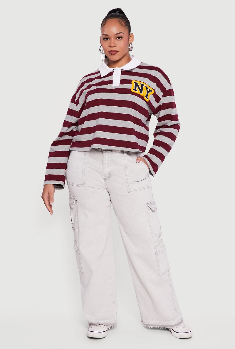 Plus VIP Mineral Wash Raw Hem Cargo Jeans