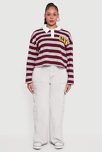 Womens Plus Size VIP Mineral Wash Raw Hem Cargo Jeans, Grey, Size 17-18