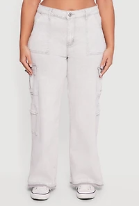Plus VIP Mineral Wash Raw Hem Cargo Jeans