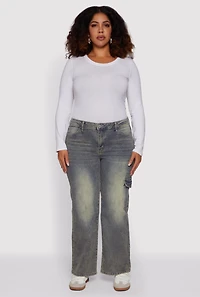 Plus Mid Rise Acid Wash Jeans