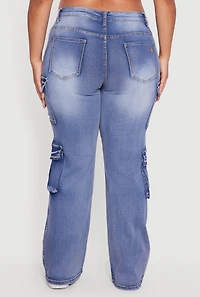 Plus VIP Mineral Wash Whiskered Cargo Jeans