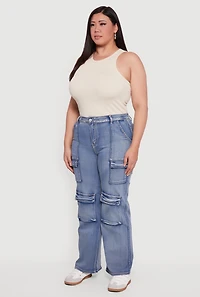 Plus VIP Mineral Wash Straight Leg Cargo Jeans