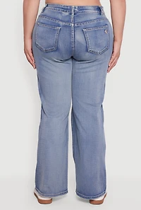 Womens Plus Size VIP Mineral Wash Straight Leg Cargo Jeans, Blue, Size 16