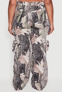 Womens Plus Size VIP Camo Wide Leg Utility Pants, Multi, Size 24