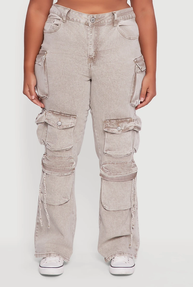 Plus VIP Mineral Wash Straight Leg Utility Jeans