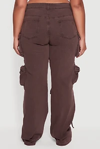 Womens Plus Size VIP Stretch Wide Leg Utility Jeans, Brown, Size 17-18