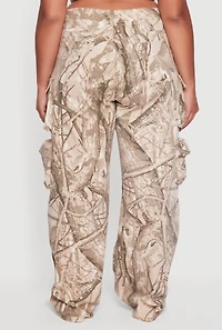 Womens Plus Size VIP Camo Wide Leg Cargo Pants, Brown, Size 15-16