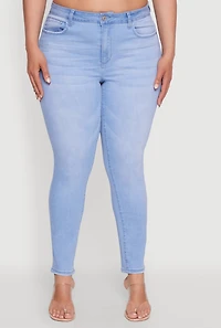 Womens Plus Size WAX High Waist Push Up Skinny Jeans, Blue, Size 20