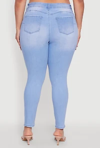 Womens Plus Size WAX High Waist Push Up Skinny Jeans, Blue, Size 20