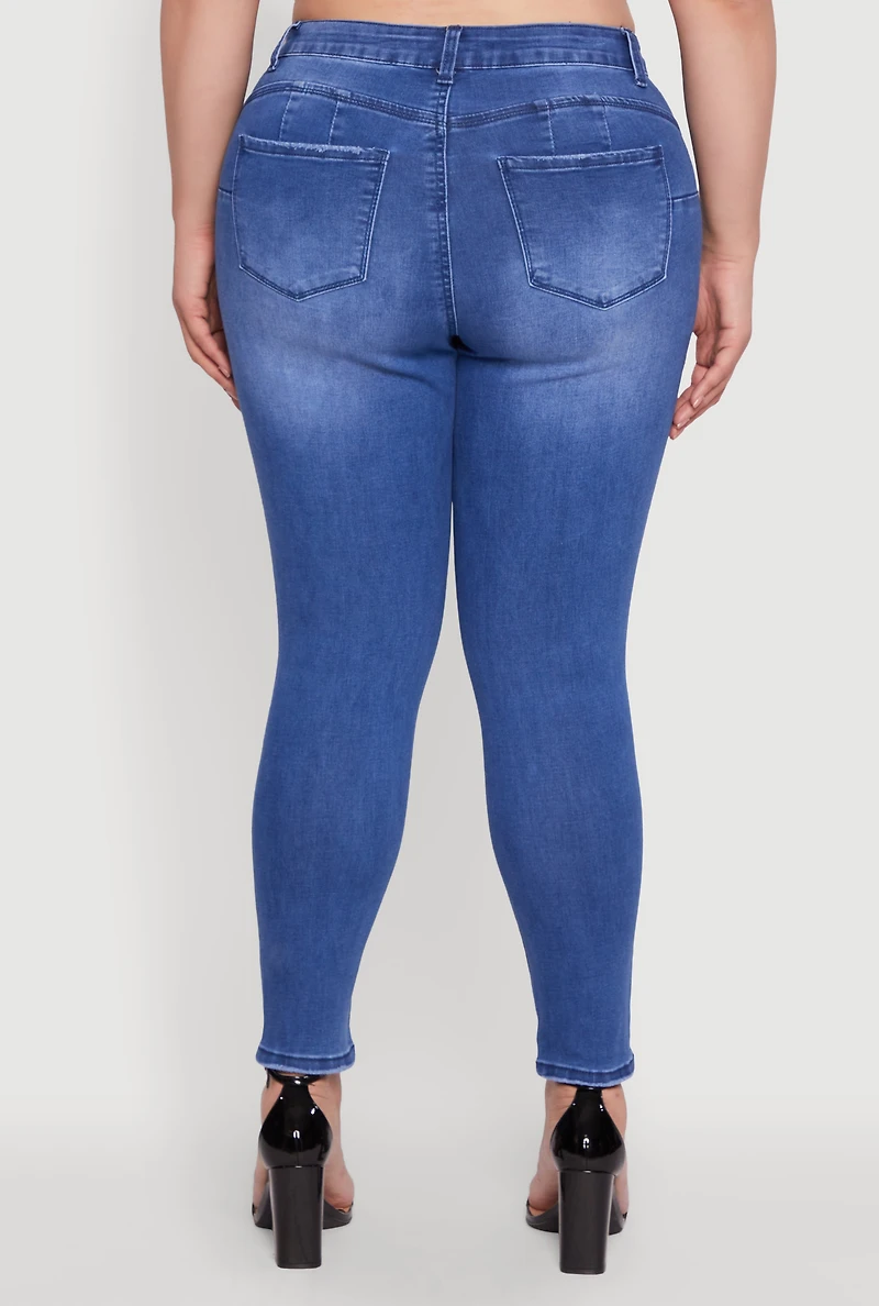 Womens Plus Size WAX High Waist Push Up Skinny Jeans, Blue, Size 18