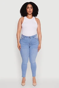 Womens Plus WAX Stylish High Waisted Skinny Jeans, Blue,