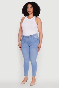 Womens Plus WAX Stylish High Waisted Skinny Jeans, Blue,