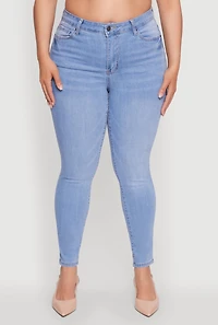 Womens Plus WAX Stylish High Waisted Skinny Jeans, Blue,