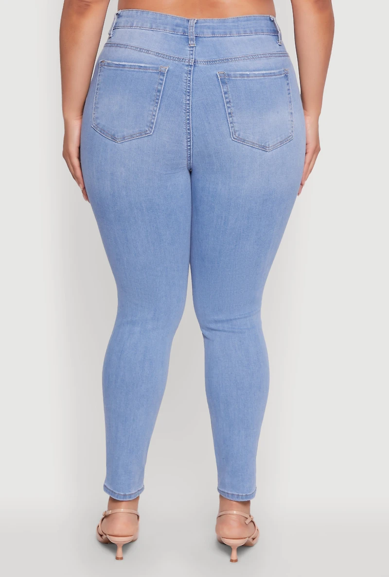 Womens Plus Size WAX Stylish High Waisted Skinny Jeans, Blue, Size 16