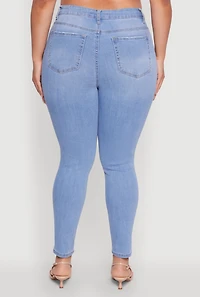 Womens Plus Size WAX Stylish High Waisted Skinny Jeans, Blue, Size 16