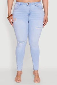 Plus WAX High Waisted Distressed Skinny Jeans