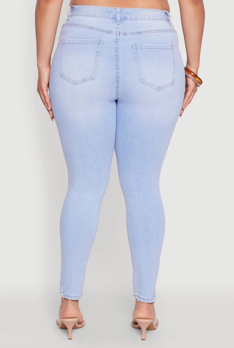 Plus WAX High Waisted Distressed Skinny Jeans