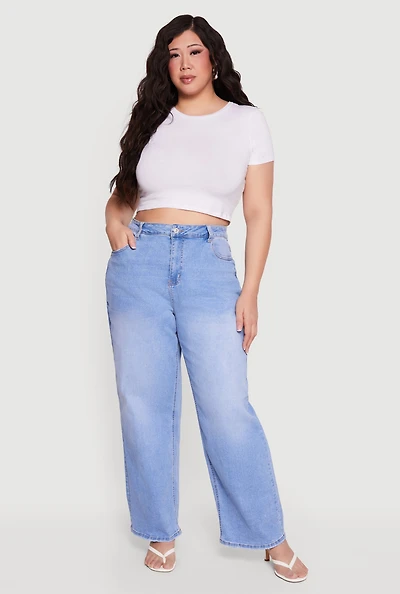 Plus WAX High Waisted Wide Leg Jeans