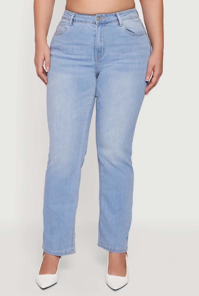 Plus WAX Whiskered Straight Leg Jeans