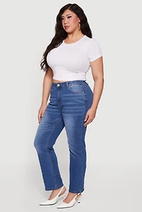 Plus Wax Whiskered Straight Leg Jeans