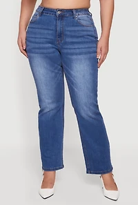 Plus Wax Whiskered Straight Leg Jeans
