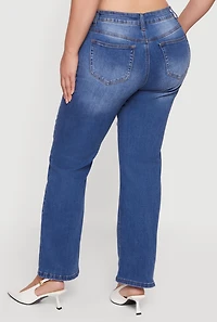 Plus Wax Whiskered Straight Leg Jeans