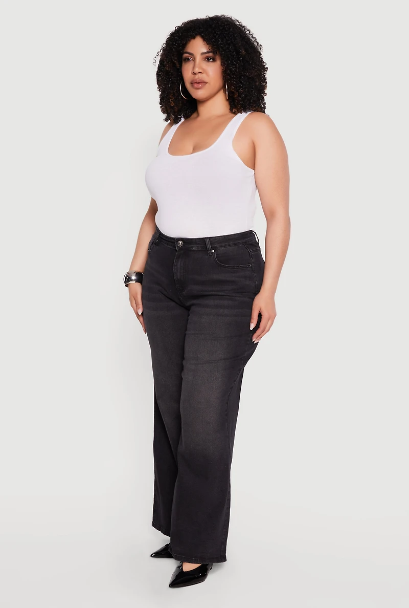 Plus WAX High Waist Wide Leg Jeans
