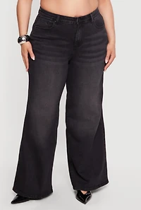 Plus WAX High Waist Wide Leg Jeans