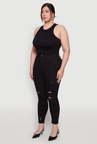 Plus WAX High Rise Distressed Push Up Skinny Jeans