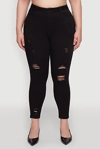 Plus WAX High Rise Distressed Push Up Skinny Jeans