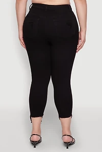 Womens Plus Size WAX High Waist Ripped Skinny Jeans, Black, Size 18