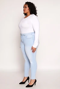 Womens Plus WAX High Waisted Skinny Jeans, Blue,