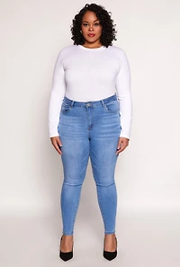 Womens Plus Size WAX High Waisted Skinny Jeans, Blue, Size 16