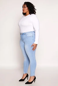 Womens Plus Size WAX Distressed Skinny Jeans, Blue, Size 18