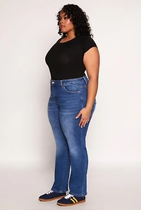 Womens Plus Size WAX Frayed Detail Straight Leg Jeans, Blue, Size 14