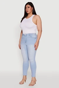 Womens Plus Size WAX High Waist Whiskered Jeans, Blue, Size 20