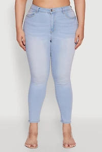 Womens Plus Size WAX High Waist Whiskered Jeans, Blue, Size 20